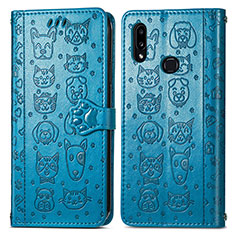 Funda de Cuero Cartera con Soporte Patron de Moda Carcasa S03D para Samsung Galaxy M01s Azul