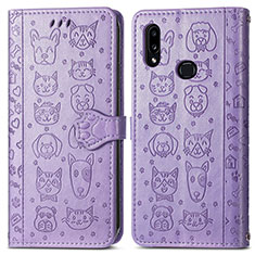 Funda de Cuero Cartera con Soporte Patron de Moda Carcasa S03D para Samsung Galaxy M01s Morado