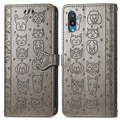 Funda de Cuero Cartera con Soporte Patron de Moda Carcasa S03D para Samsung Galaxy M02 Gris