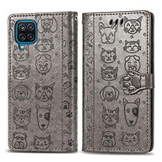 Funda de Cuero Cartera con Soporte Patron de Moda Carcasa S03D para Samsung Galaxy M12 Gris