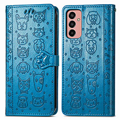 Funda de Cuero Cartera con Soporte Patron de Moda Carcasa S03D para Samsung Galaxy M13 4G Azul