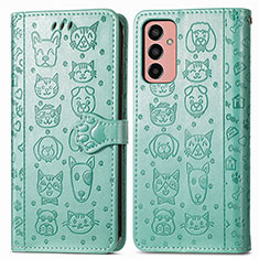 Funda de Cuero Cartera con Soporte Patron de Moda Carcasa S03D para Samsung Galaxy M13 4G Verde