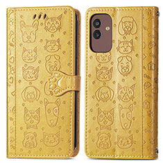 Funda de Cuero Cartera con Soporte Patron de Moda Carcasa S03D para Samsung Galaxy M13 5G Amarillo