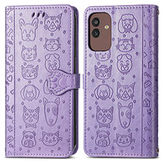 Funda de Cuero Cartera con Soporte Patron de Moda Carcasa S03D para Samsung Galaxy M13 5G Morado