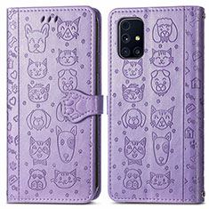 Funda de Cuero Cartera con Soporte Patron de Moda Carcasa S03D para Samsung Galaxy M31s Morado