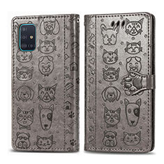 Funda de Cuero Cartera con Soporte Patron de Moda Carcasa S03D para Samsung Galaxy M40S Gris