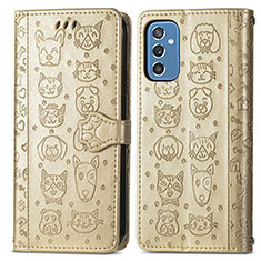 Funda de Cuero Cartera con Soporte Patron de Moda Carcasa S03D para Samsung Galaxy M52 5G Oro