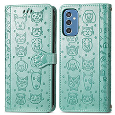 Funda de Cuero Cartera con Soporte Patron de Moda Carcasa S03D para Samsung Galaxy M52 5G Verde