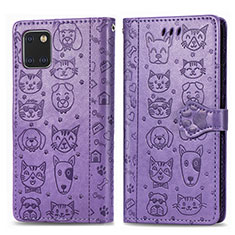 Funda de Cuero Cartera con Soporte Patron de Moda Carcasa S03D para Samsung Galaxy M60s Morado