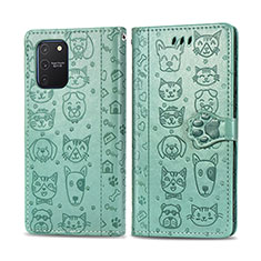 Funda de Cuero Cartera con Soporte Patron de Moda Carcasa S03D para Samsung Galaxy M80S Verde