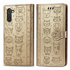 Funda de Cuero Cartera con Soporte Patron de Moda Carcasa S03D para Samsung Galaxy Note 10 5G Oro