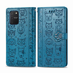 Funda de Cuero Cartera con Soporte Patron de Moda Carcasa S03D para Samsung Galaxy S10 Lite Azul