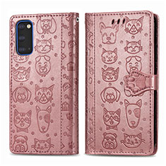 Funda de Cuero Cartera con Soporte Patron de Moda Carcasa S03D para Samsung Galaxy S20 5G Rosa