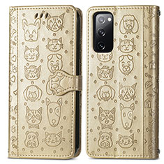 Funda de Cuero Cartera con Soporte Patron de Moda Carcasa S03D para Samsung Galaxy S20 FE (2022) 5G Oro