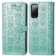 Funda de Cuero Cartera con Soporte Patron de Moda Carcasa S03D para Samsung Galaxy S20 FE (2022) 5G Verde