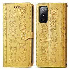 Funda de Cuero Cartera con Soporte Patron de Moda Carcasa S03D para Samsung Galaxy S20 FE 5G Amarillo