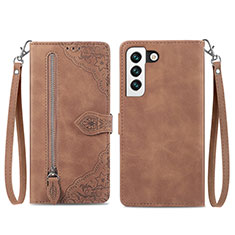 Funda de Cuero Cartera con Soporte Patron de Moda Carcasa S03D para Samsung Galaxy S21 FE 5G Marron