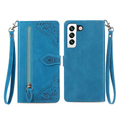 Funda de Cuero Cartera con Soporte Patron de Moda Carcasa S03D para Samsung Galaxy S21 Plus 5G Azul