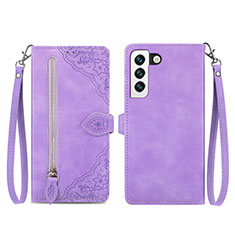 Funda de Cuero Cartera con Soporte Patron de Moda Carcasa S03D para Samsung Galaxy S22 5G Morado