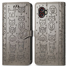 Funda de Cuero Cartera con Soporte Patron de Moda Carcasa S03D para Samsung Galaxy XCover 6 Pro 5G Gris