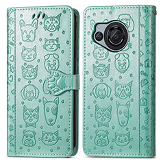 Funda de Cuero Cartera con Soporte Patron de Moda Carcasa S03D para Sharp Aquos R8 Verde