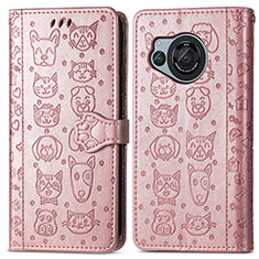 Funda de Cuero Cartera con Soporte Patron de Moda Carcasa S03D para Sharp Aquos R8s Oro Rosa