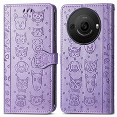 Funda de Cuero Cartera con Soporte Patron de Moda Carcasa S03D para Sharp Aquos R8s Pro Morado