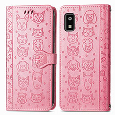 Funda de Cuero Cartera con Soporte Patron de Moda Carcasa S03D para Sharp Aquos wish3 Rosa