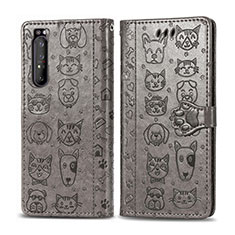 Funda de Cuero Cartera con Soporte Patron de Moda Carcasa S03D para Sony Xperia 1 II Gris