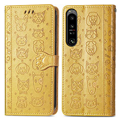 Funda de Cuero Cartera con Soporte Patron de Moda Carcasa S03D para Sony Xperia 1 IV Amarillo