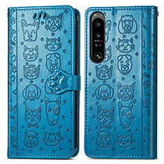 Funda de Cuero Cartera con Soporte Patron de Moda Carcasa S03D para Sony Xperia 1 IV Azul