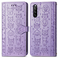 Funda de Cuero Cartera con Soporte Patron de Moda Carcasa S03D para Sony Xperia 10 III Morado