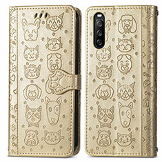 Funda de Cuero Cartera con Soporte Patron de Moda Carcasa S03D para Sony Xperia 10 III SO-52B Oro