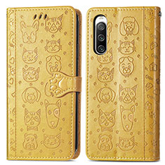 Funda de Cuero Cartera con Soporte Patron de Moda Carcasa S03D para Sony Xperia 10 IV SO-52C Amarillo