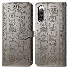 Funda de Cuero Cartera con Soporte Patron de Moda Carcasa S03D para Sony Xperia 10 IV SO-52C Gris