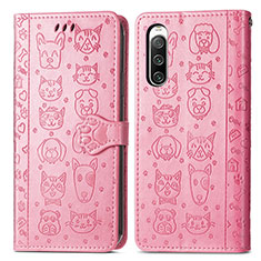 Funda de Cuero Cartera con Soporte Patron de Moda Carcasa S03D para Sony Xperia 10 IV SO-52C Rosa