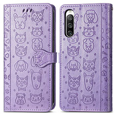 Funda de Cuero Cartera con Soporte Patron de Moda Carcasa S03D para Sony Xperia 10 IV SOG07 Morado