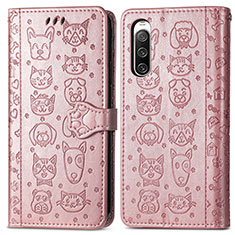 Funda de Cuero Cartera con Soporte Patron de Moda Carcasa S03D para Sony Xperia 10 IV SOG07 Oro Rosa