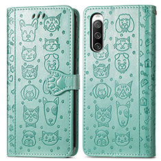 Funda de Cuero Cartera con Soporte Patron de Moda Carcasa S03D para Sony Xperia 10 IV Verde