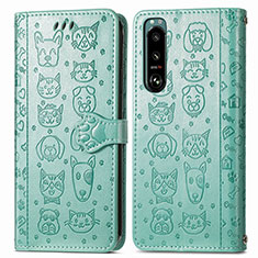 Funda de Cuero Cartera con Soporte Patron de Moda Carcasa S03D para Sony Xperia 5 IV Verde