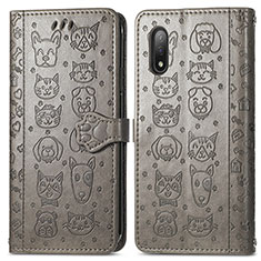 Funda de Cuero Cartera con Soporte Patron de Moda Carcasa S03D para Sony Xperia Ace II Gris