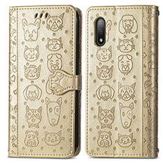 Funda de Cuero Cartera con Soporte Patron de Moda Carcasa S03D para Sony Xperia Ace II Oro