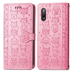 Funda de Cuero Cartera con Soporte Patron de Moda Carcasa S03D para Sony Xperia Ace II SO-41B Rosa