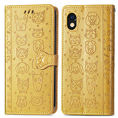 Funda de Cuero Cartera con Soporte Patron de Moda Carcasa S03D para Sony Xperia Ace III SO-53C Amarillo