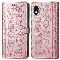 Funda de Cuero Cartera con Soporte Patron de Moda Carcasa S03D para Sony Xperia Ace III SO-53C Oro Rosa