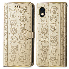 Funda de Cuero Cartera con Soporte Patron de Moda Carcasa S03D para Sony Xperia Ace III SOG08 Oro