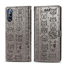 Funda de Cuero Cartera con Soporte Patron de Moda Carcasa S03D para Sony Xperia L4 Gris