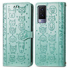 Funda de Cuero Cartera con Soporte Patron de Moda Carcasa S03D para Vivo V21e 5G Verde