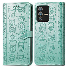 Funda de Cuero Cartera con Soporte Patron de Moda Carcasa S03D para Vivo V23 5G Verde