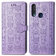 Funda de Cuero Cartera con Soporte Patron de Moda Carcasa S03D para Vivo Y11 Morado